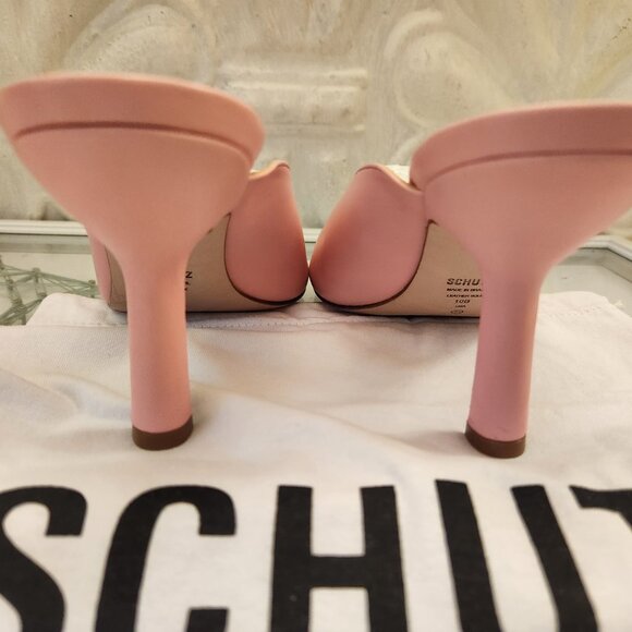 Schutz Women's Agape Slide Heeled Sandals in Rose. Leather. NIB. Size 10 - Picture 7 of 13